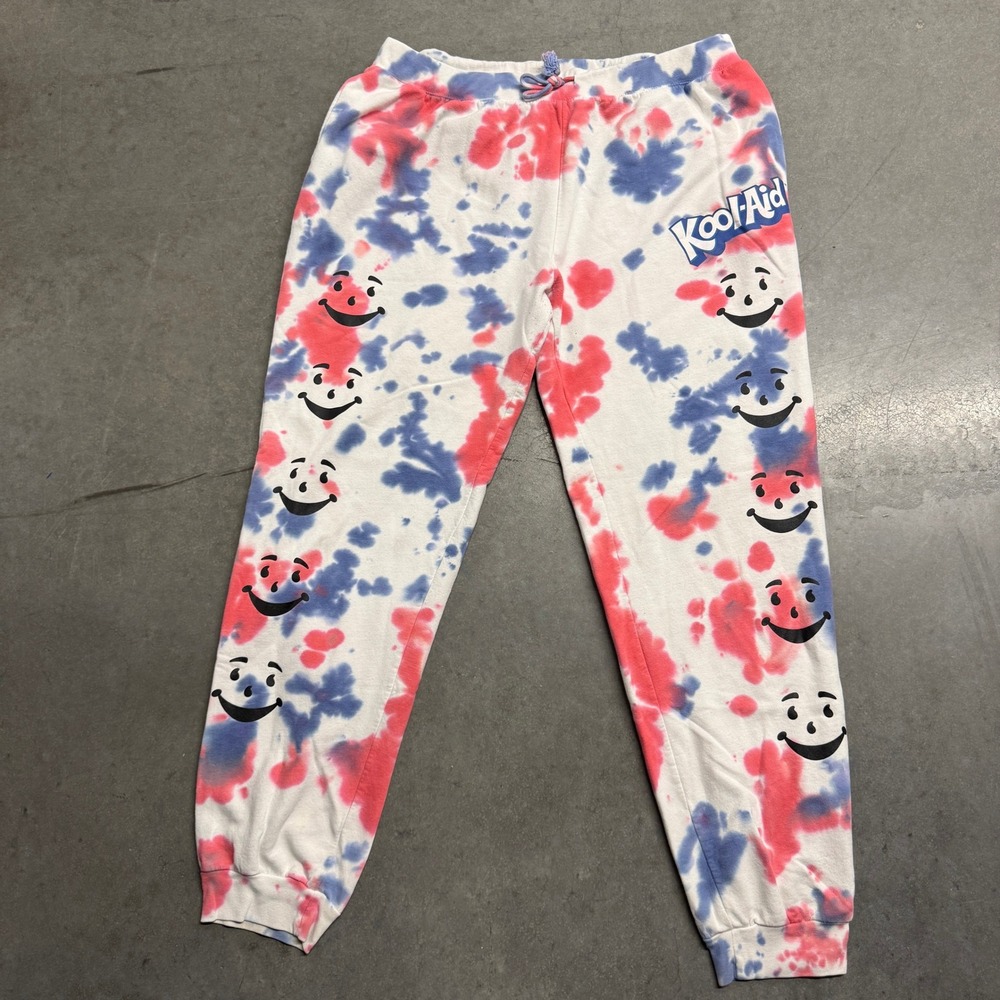 Kool-Aid Tie Dye Jogger Sweatpants Red Blue White Graphic Lounge Pants Womens